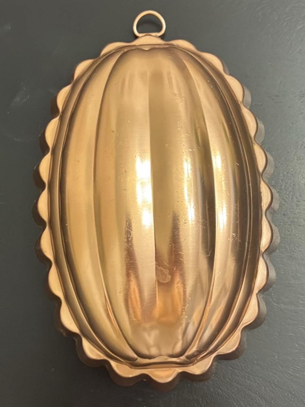 Vintage Copper Mold Wall Hanging - Oval Fluted Design